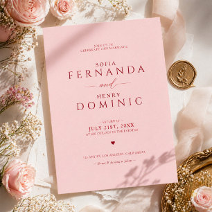 Faire-part de mariage Rose Fardé avec Typographie 