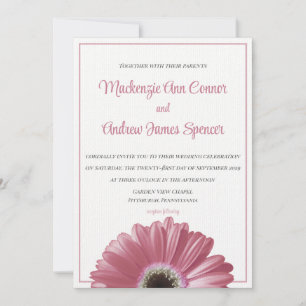 Faire-part de mariage rose Gerbera Daisy
