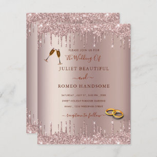 Faire-part de mariage rose Gold Blush Sparkle Driv
