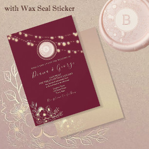 Faire-part de mariage Rose Gold Burgundy Monogramm