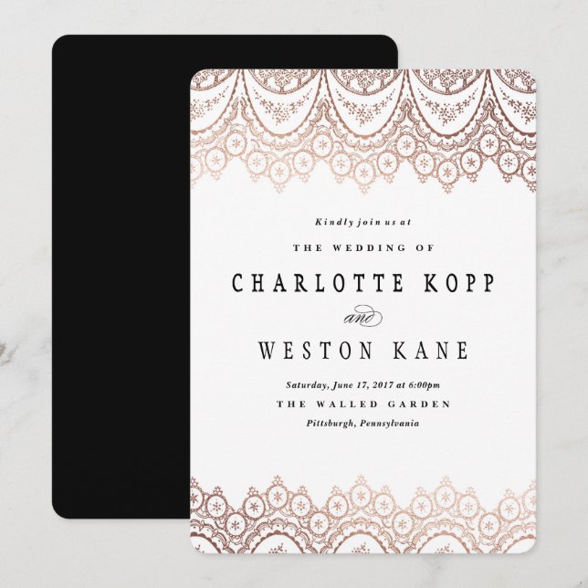 Faire-part de mariage rose Gold Delicate (Devant / Derrière)