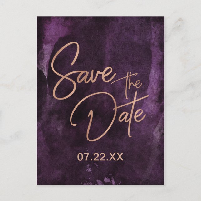 Faire-part de mariage Rose Gold et Violet foncé (Devant)