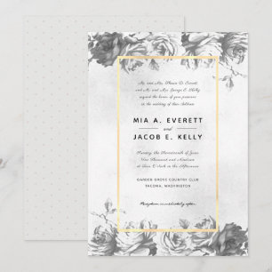 Faire-part de mariage Rose Gold Frame Gris