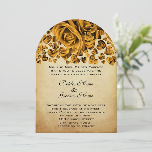 Faire-part de mariage Rose Gold Heart (Debout devant)
