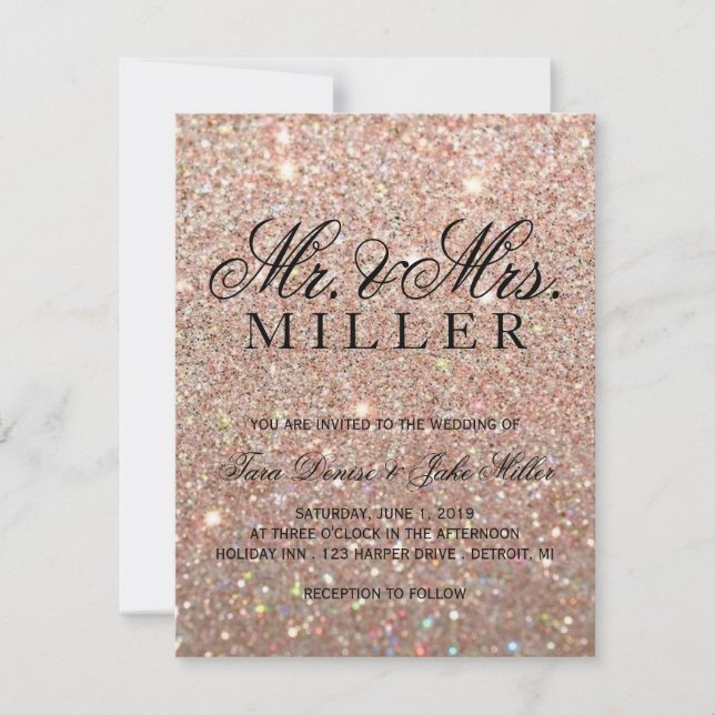 Faire-part de mariage - Rose Gold Parties scintill (Devant)