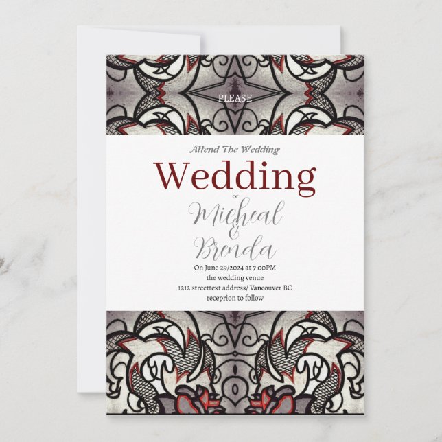 Faire-part de mariage Rose gothique (Devant)