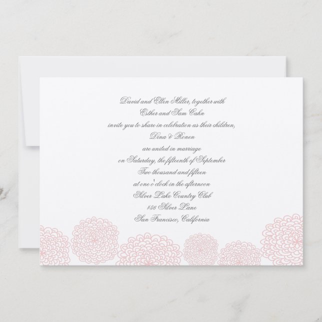 Faire-part de mariage rose gris (Devant)