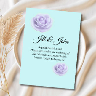 Faire-part de mariage Rose Lavande et Bleu