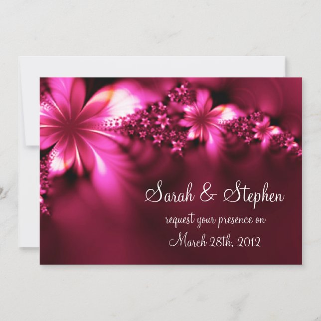 Faire-part de mariage rose lumineux de fleur (Devant)