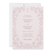 Faire-part de mariage rose monogramme