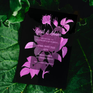 Faire-part de mariage Rose noir et rose chaud