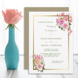 Faire-part de mariage Rose Or Frame