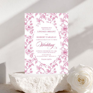 Faire-part de mariage Rose Pâle Toile de Jouy Fran