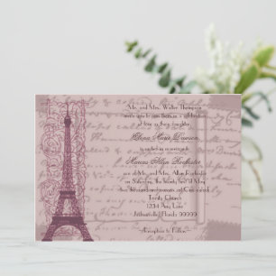 Faire-part de mariage rose parisien
