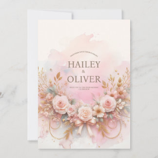 Faire-part de mariage Rose Pastel Watercolor