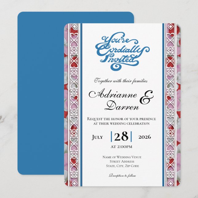 Faire-part de mariage Rose Petal Wedding Invite 2  (Devant / Derrière)