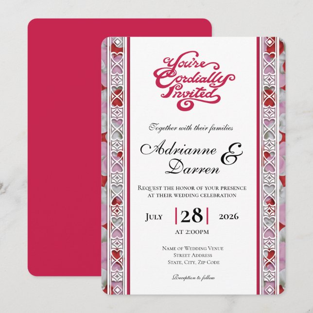 Faire-part de mariage Rose Petal Wedding Invite 2  (Devant / Derrière)