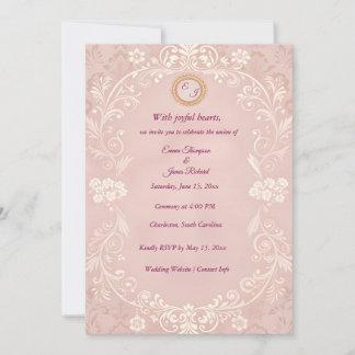 Faire-part de mariage rose poudré élégant