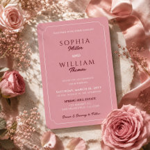 Faire-part de mariage rose poudré minimaliste
