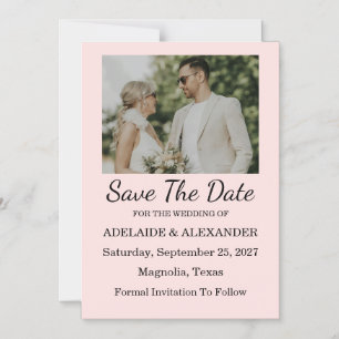 Faire-part de mariage rose poudré moderne