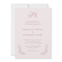 Faire-part de mariage rose poudré simple