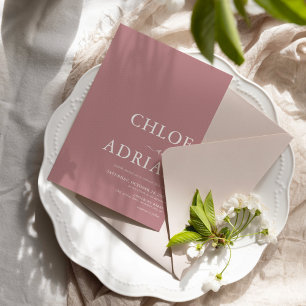 Faire-part de mariage rose poussiéreux simple