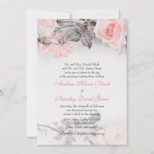 Faire-part de mariage rose Primrose vintage