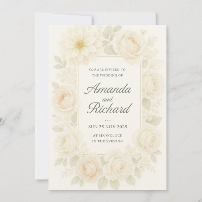 Faire-part de mariage Rose romantique (Devant)