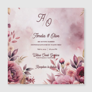Faire-part de mariage rose romantique à fleurs mau