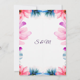 Faire-part de mariage Rose Romantique et Bleu