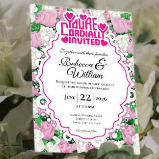 Faire-part de mariage Rose Rose & Blanche - Lettre