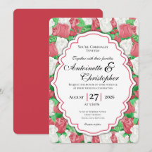 Faire-part de mariage Rose Rouge & Blanche avec Bo