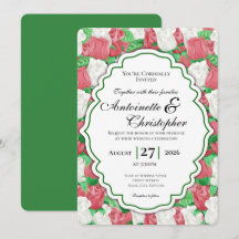 Faire-part de mariage Rose Rouge & Blanche - Bordu
