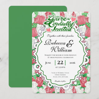 Faire-Part de Mariage Rose Rouge & Blanche - Lettr