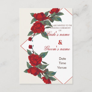 Faire-part de mariage Rose Rouge Géométrique Roman