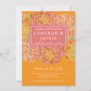 Faire-part de mariage rose souci vibrant
