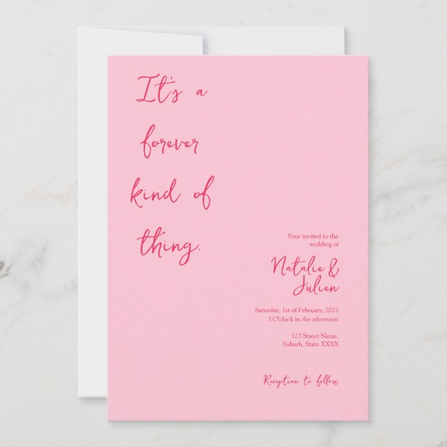 Faire-part de mariage rose vif (Devant)