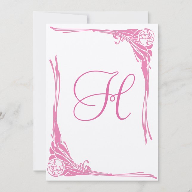 Faire-part de mariage rose vintage (Devant)