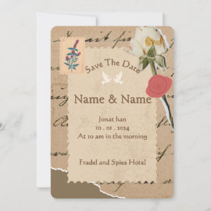 Faire-part de mariage Rose Vintage