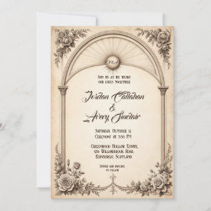 Faire-part de mariage Rose vintage à main