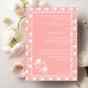 Faire-part de mariage Rose Vintage corail