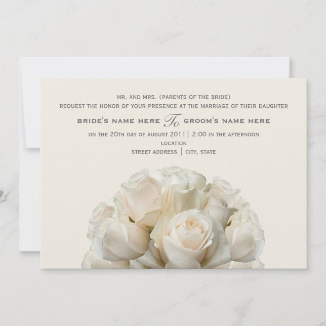 Faire-part de mariage Roses blanches (Devant)