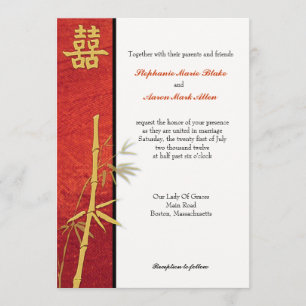 Faire-part de mariage rouge asiatique double bonhe