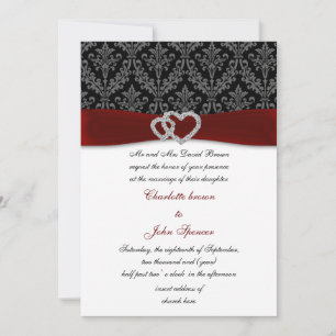 faire-part de mariage rouge damassé diamante