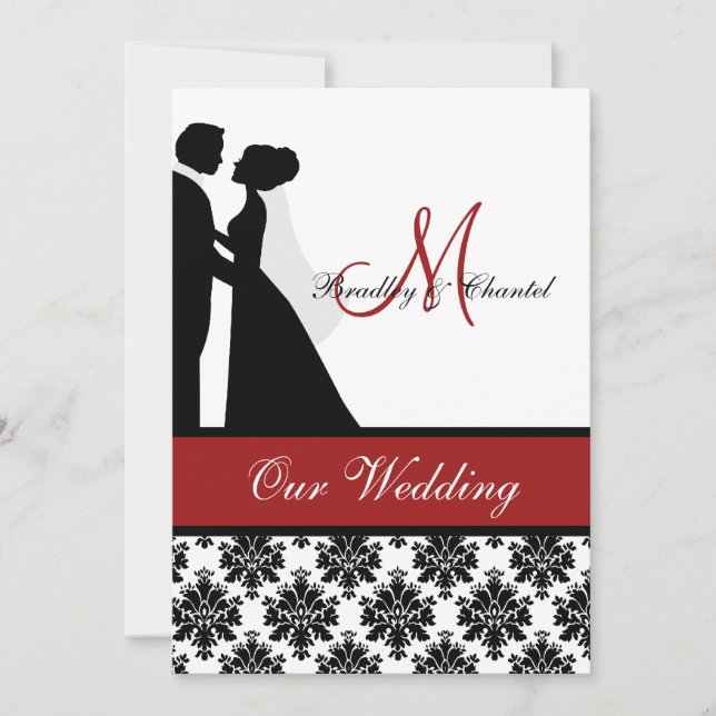 Faire-part de mariage rouge de couples de mariage (Devant)