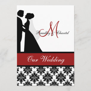 Faire-part de mariage rouge de couples de mariage