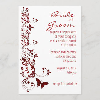 Faire-part de mariage rouge de papillon