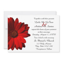 Faire-part de mariage rouge élégant de marguerite