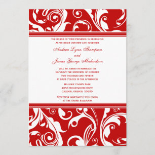 Faire-part de mariage rouge et blanc