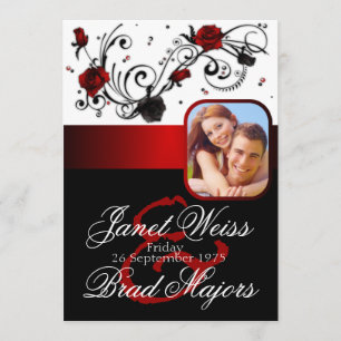 Faire-part de mariage rouge et noir moderne de